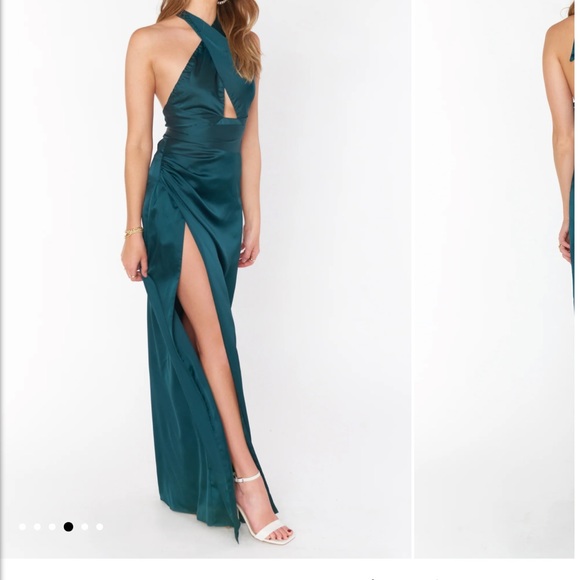 show me your mumu halter maxi dress emerald xs - Picture 2 of 11